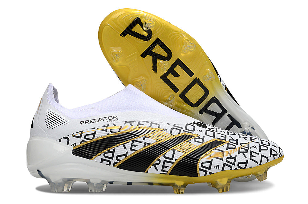 adidas Predator Elite FG — White/Black/Gold Monogram Deluxe