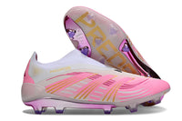 adidas Predator Elite FG — White/Pink/Gold Laceless