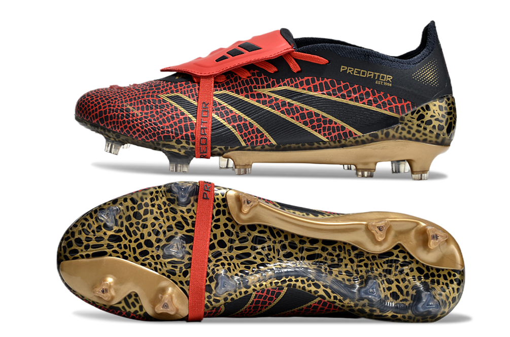 adidas Predator Elite FG — Black/Gold/Red Leopard