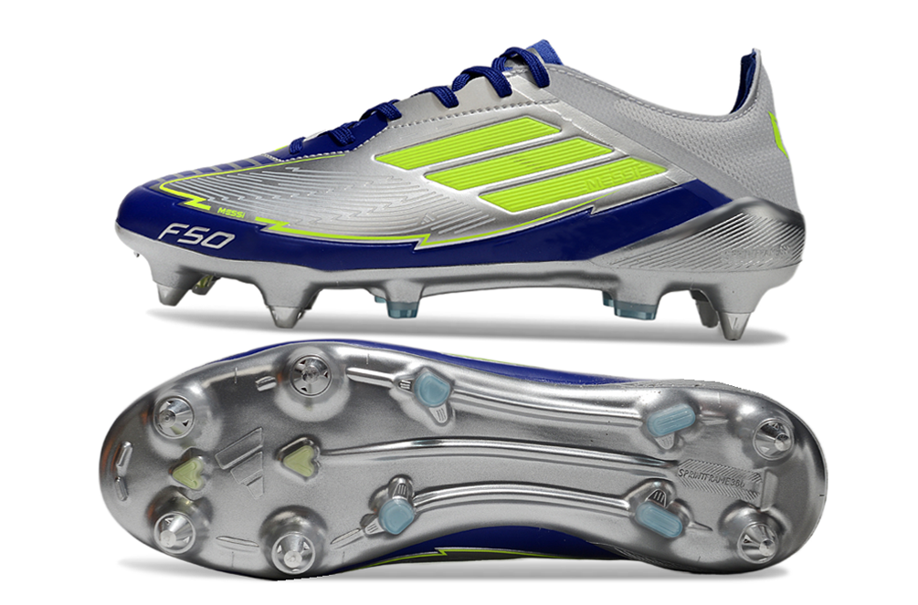 adidas F50 Adizero SG — Silver/Blue/Lime
