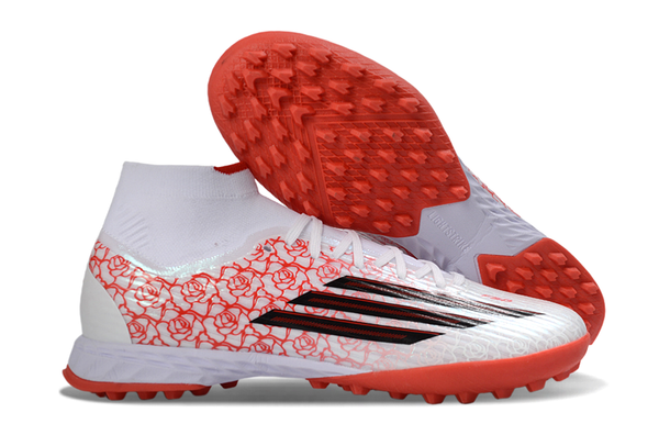 adidas F50 TF — White/Red Rose