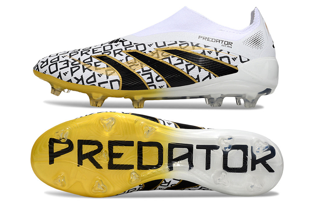 adidas Predator Elite FG — White/Black/Gold Monogram Deluxe