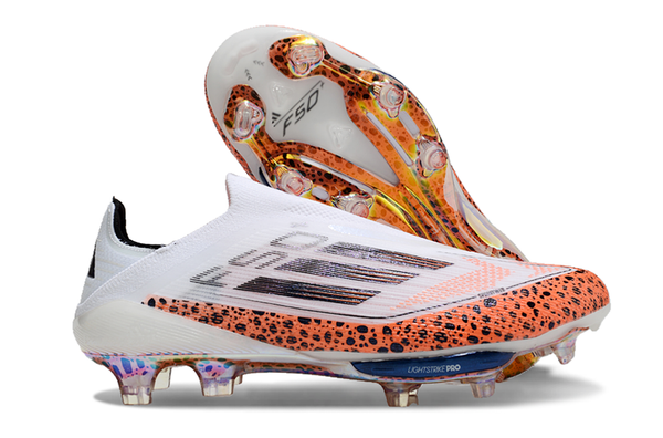 adidas F50 Elite FG — White/Orange Leopard