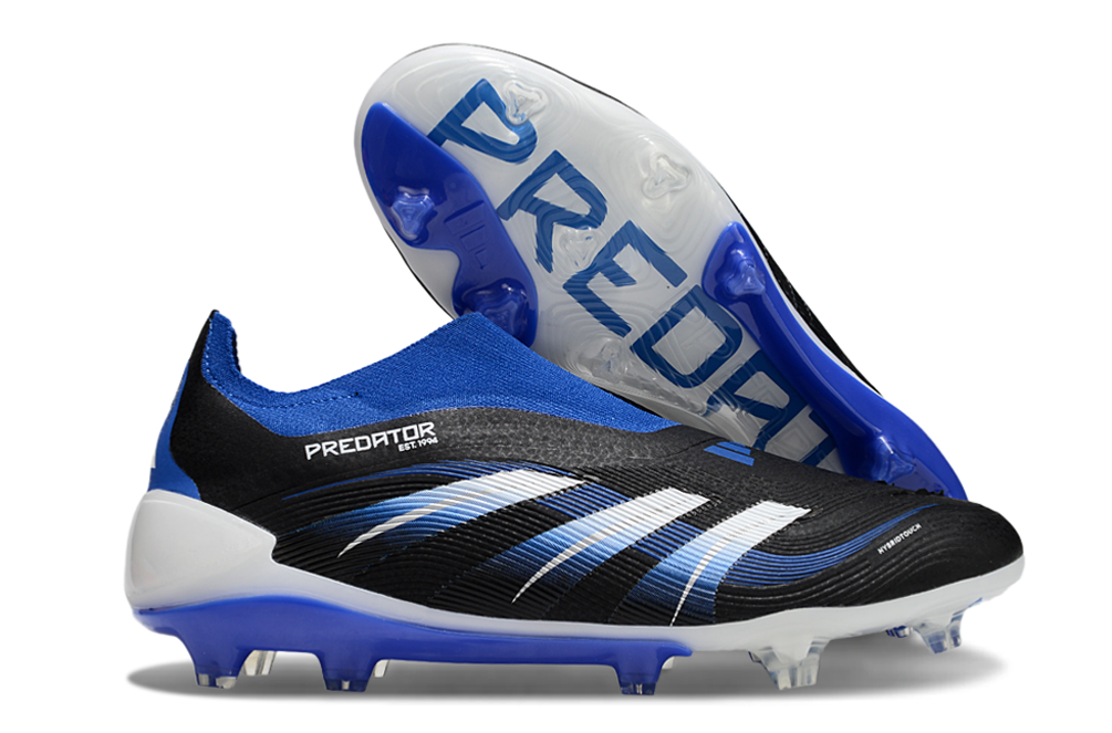 adidas Predator Elite FG — Black/Blue/White Laceless