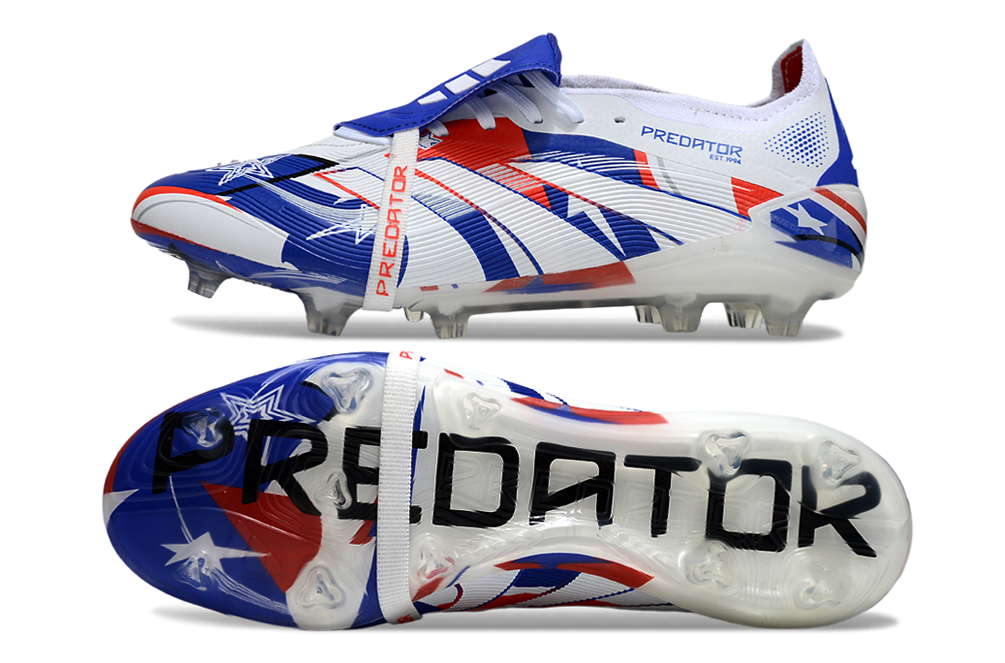 adidas Predator Elite FG — White/Blue/Red Stars