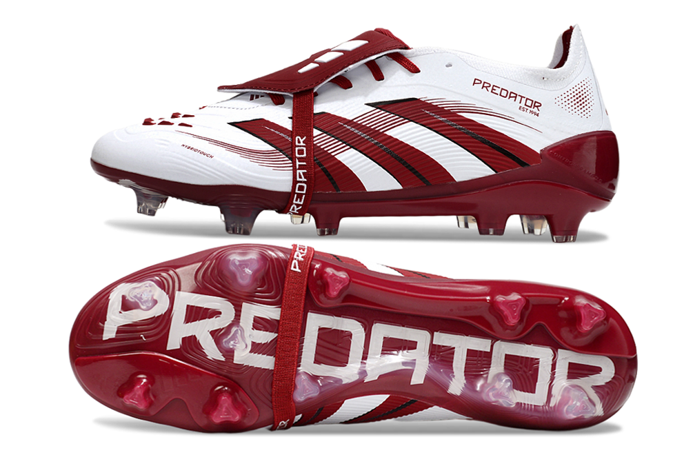 adidas Predator Elite FG — White/Dark Red