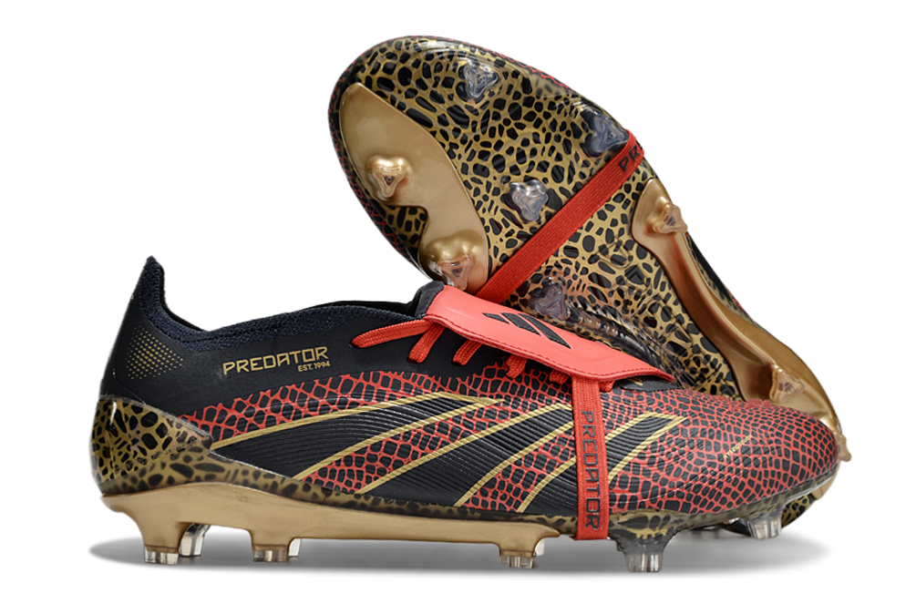 adidas Predator Elite FG — Black/Gold/Red Leopard